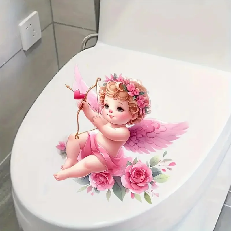 Love Bow and Arrow Toilet Stickers Bright Bathroom for Home Decoration Vinyl Animal Decals Art Wall Paper Poster vinyl stickers toilet stickers toilet wall stickers toilet seat stickers