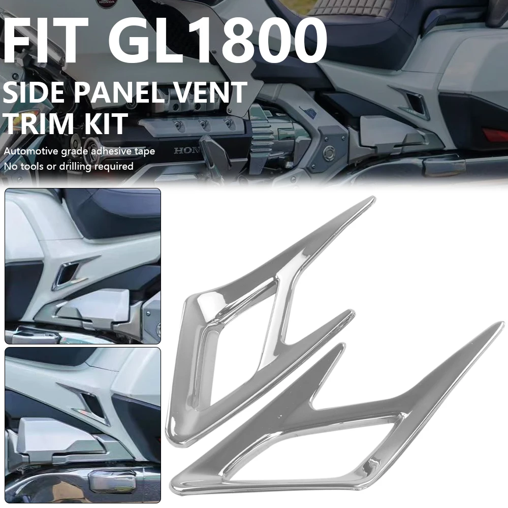 Black/Chrome Rear Side Panel Vent Trim Cover Decoration Accessories Kit Fit For Honda Gold Wing GL 1800 Tour DCT Goldwing GL1800 1