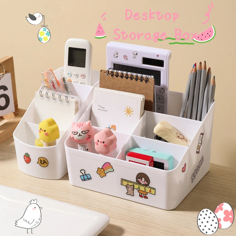 

Cute Kawaii Desktop Pen Holder Cartoon Cosmetic Pencil Stand Organizer Desk Storage School Office Student Stationery Supplies