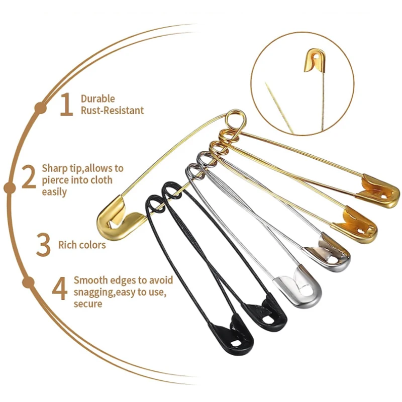 Sewing Pins 10-100p 22/28/38/45/54mm Safety Pins DIY Sewing Tools Apparel Accessories