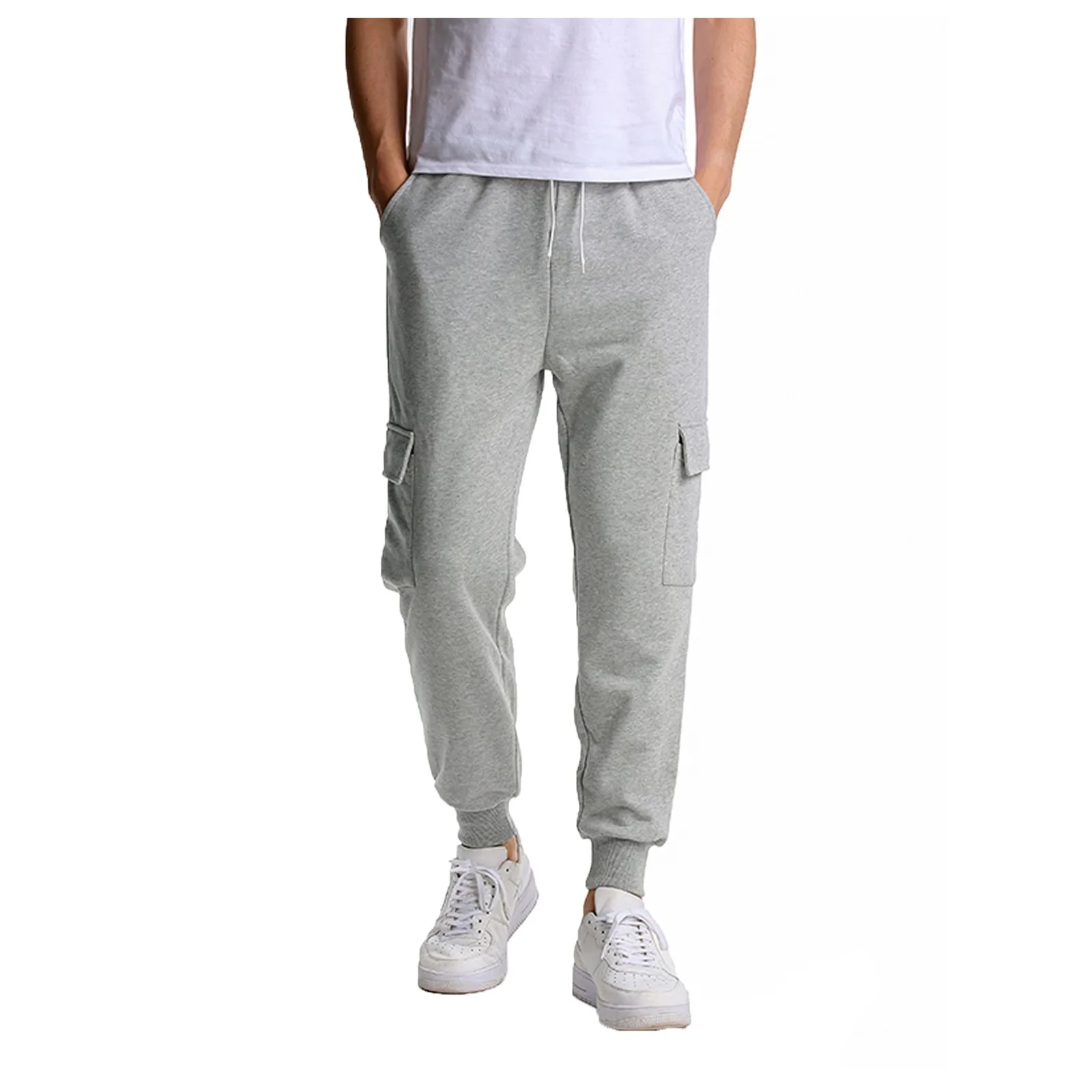 Men's Harem Pants Breathable Soild Color Sports Binding Foot Tether Long Pants With Pockets Streetwear Sweatpants cotton harem pants