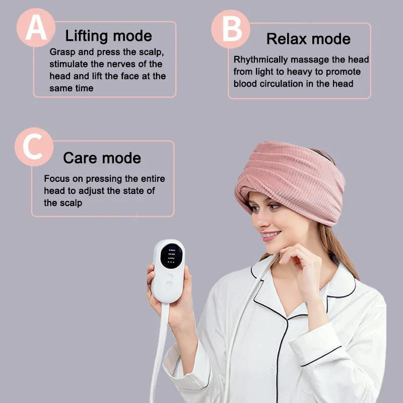 Electric Airbag Head Massage Migraine Relief Cap Heat Vibration Kneading Towel Headache Relaxation Treatment Anti Stress Machine