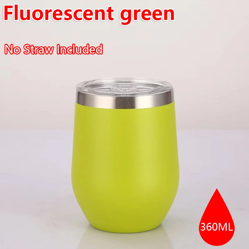 360ml Stainless Steel Eggshell Wine Tumbler Double Wall Vacuum Insulated Cup for Coffee Tea Office Home Travel