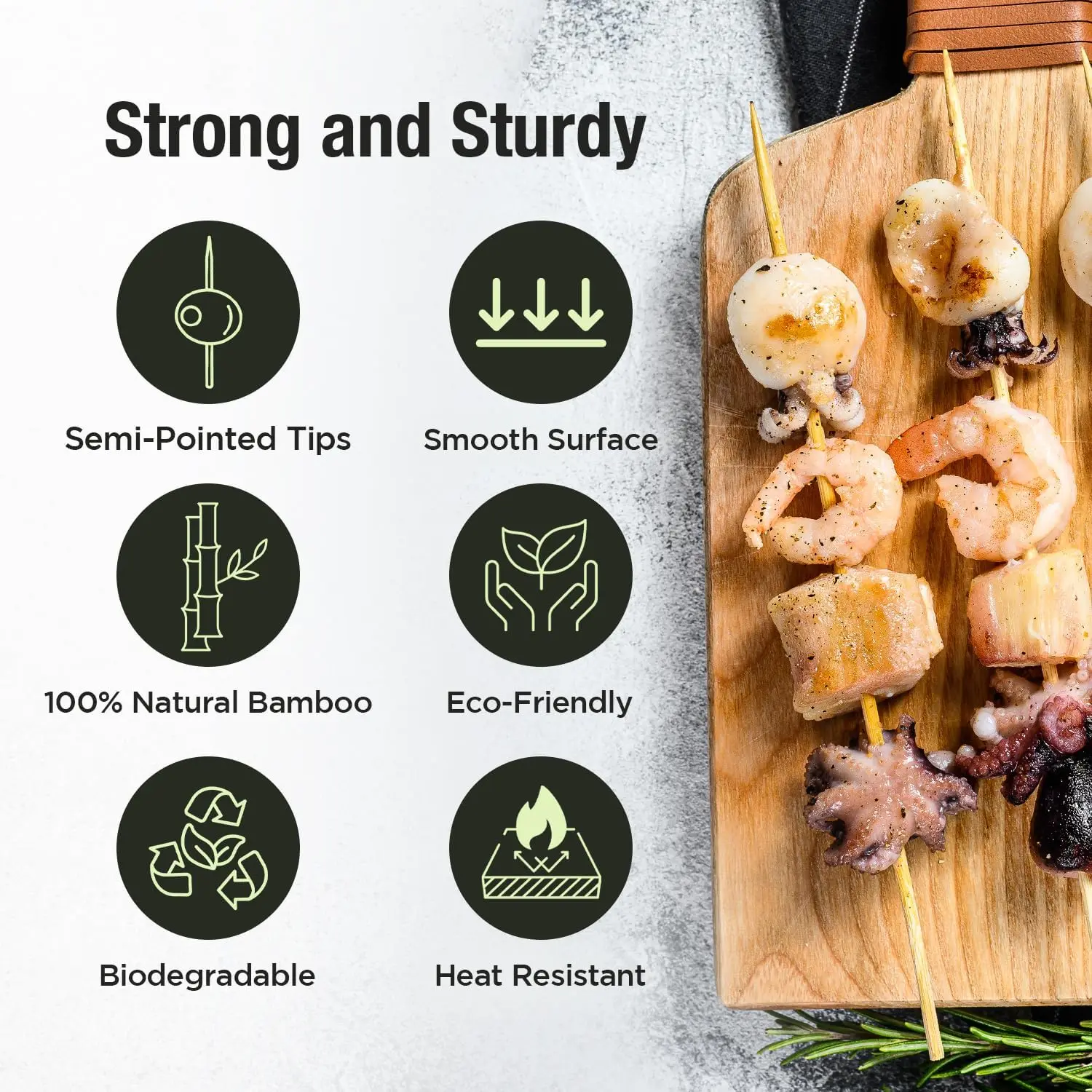 Skewers for BBQ. Appetizer, Kebab, Fruit, Cocktail for Drinks. More Size Available (6"/8"/10"/12"/14"/16") 100 Pack (6 Inch)