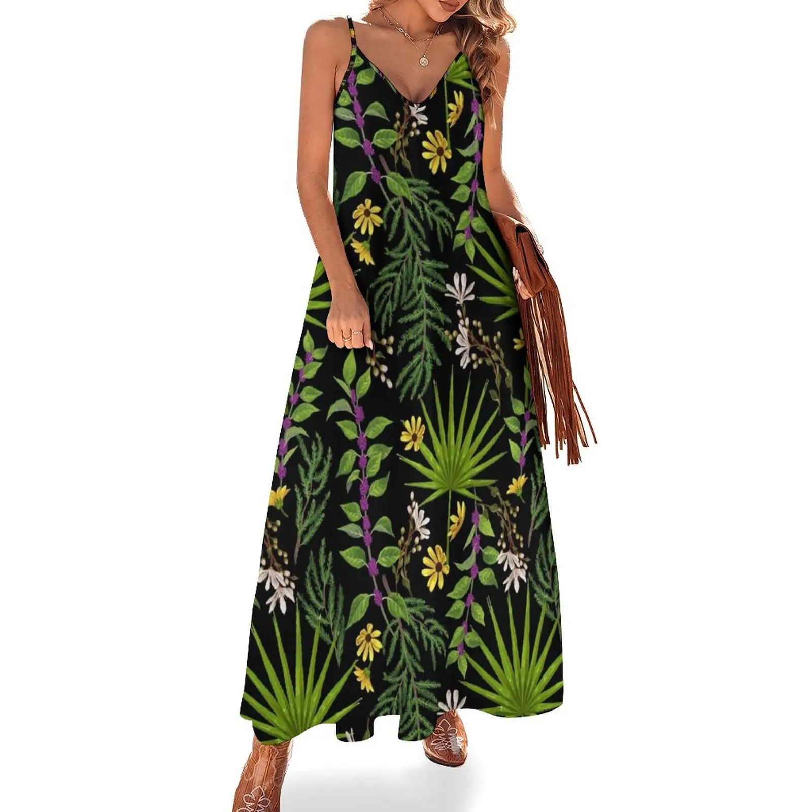 

New Florida Native Plants Sleeveless Dress purple dress summer outfits for women 2023 dress women summer 2023