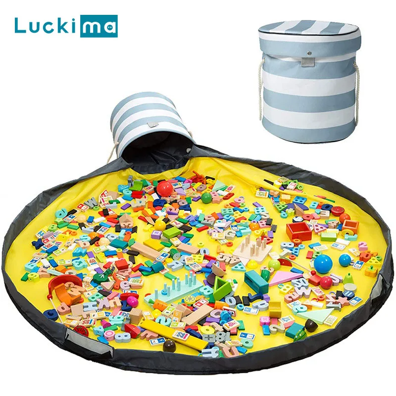 Toy Storage Bag Oversized Cleanup Organizer Baby Kids Play Mat Building