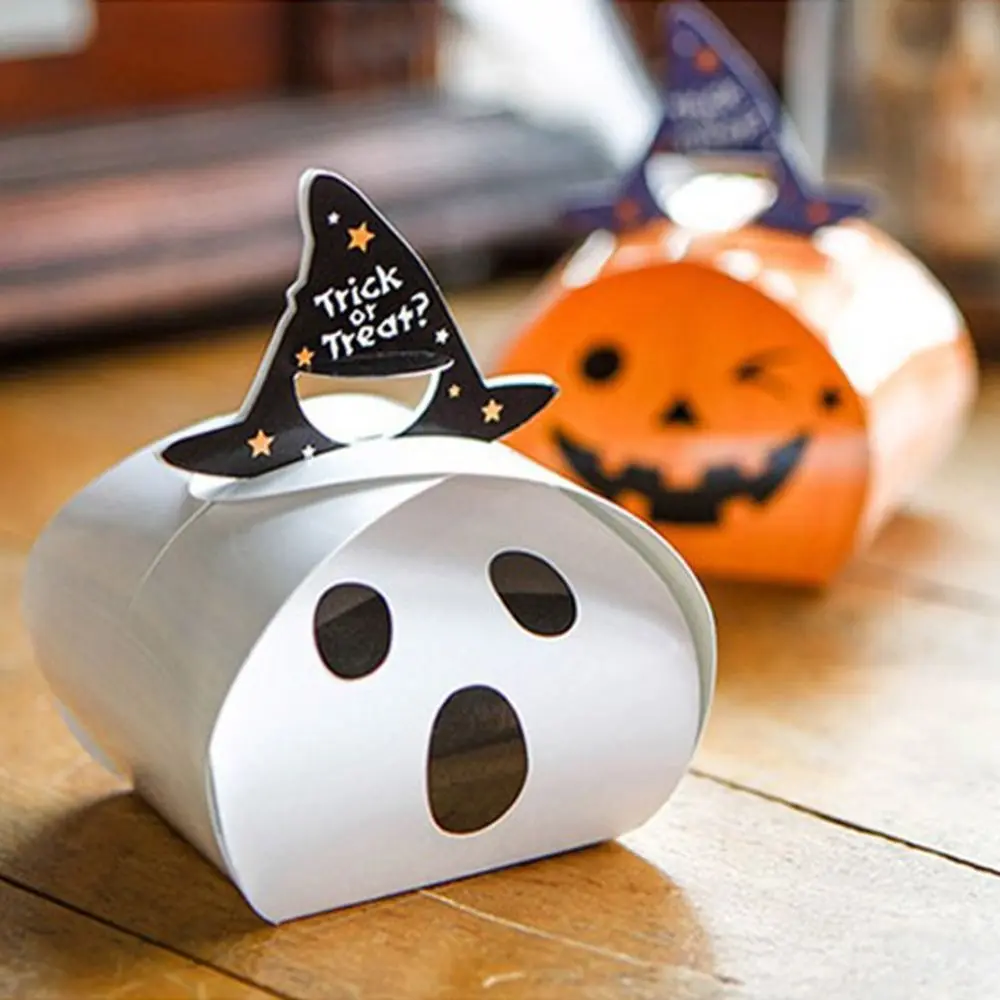 

5pcs Cookie Snack Gift Box Mini Terror Ghost Pumpkin Handmade Candy Packaging DIY Candy Boxes Halloween