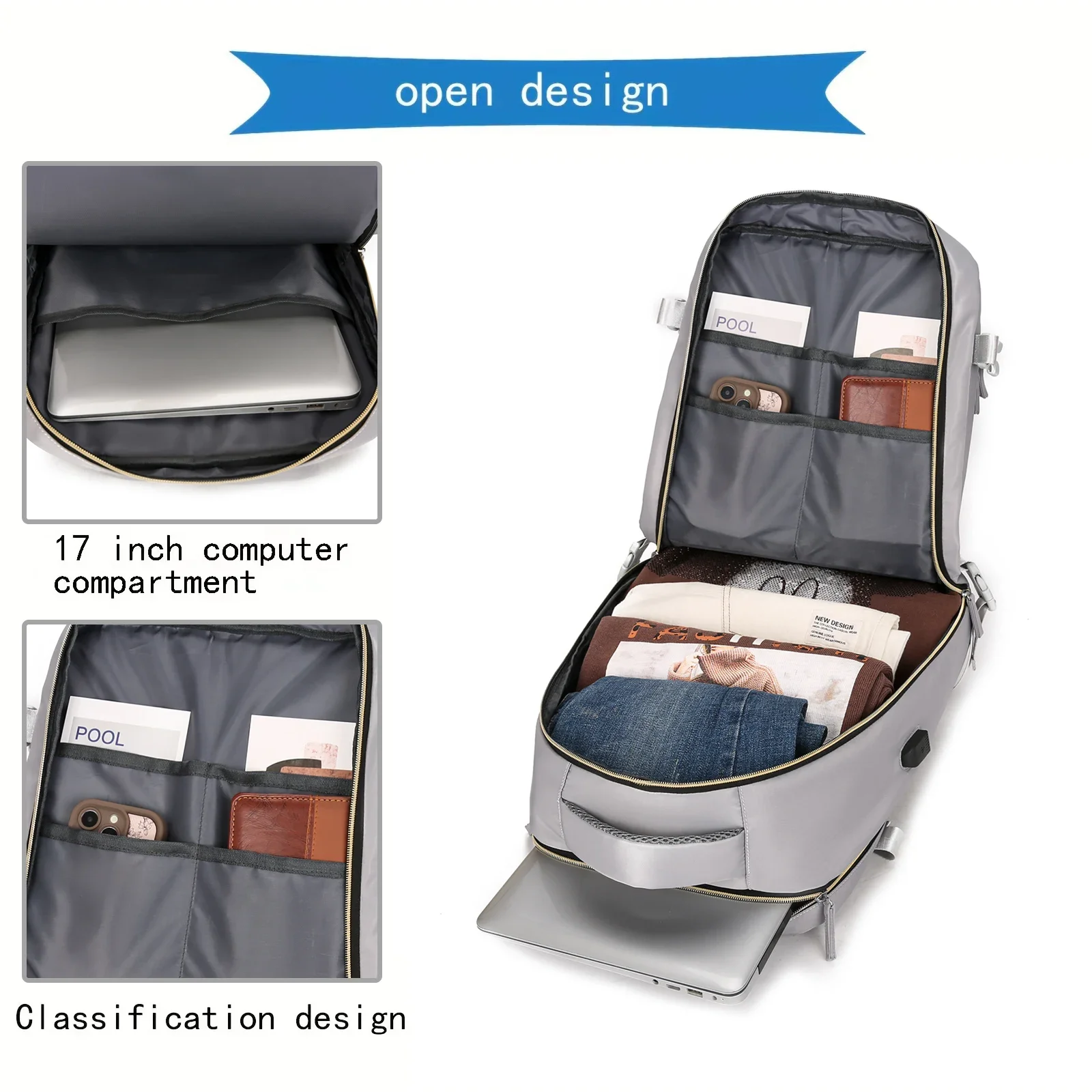 Multifunctional Travel Backpack Large Capacity Airline-approved Luggage Bag Schoolbag Outdoor Sports With Shoes Compartment