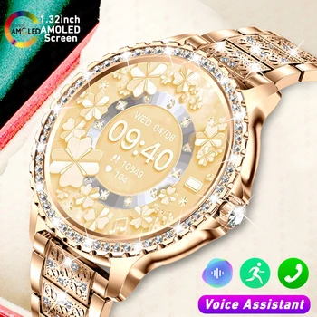2025New Moda Donna Smart Watch 360*360 Schermo HD Bracciale sportivo Quadrante personalizzato Frequenza cardiaca Chiamata vocale Smartwatch per Android IOS