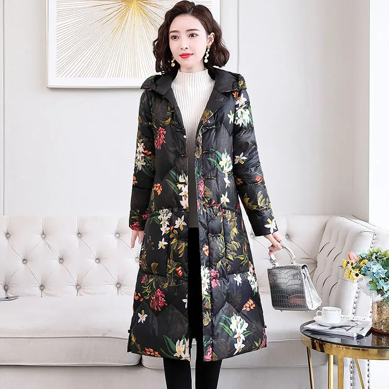 

Winter Woman Hooded Long Down Snow Wear Overcoat Female Thicken Warm Jackets Ladies Loose White Duck Quilted Coats G754