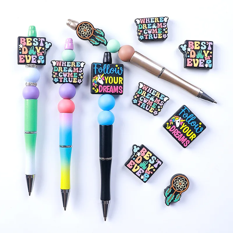 20pcs New Silicone Focal English Letters Beads Baby Toys DIY String Pen Bead Nipple Chain Jewelry Handwork Accessories Wholesale