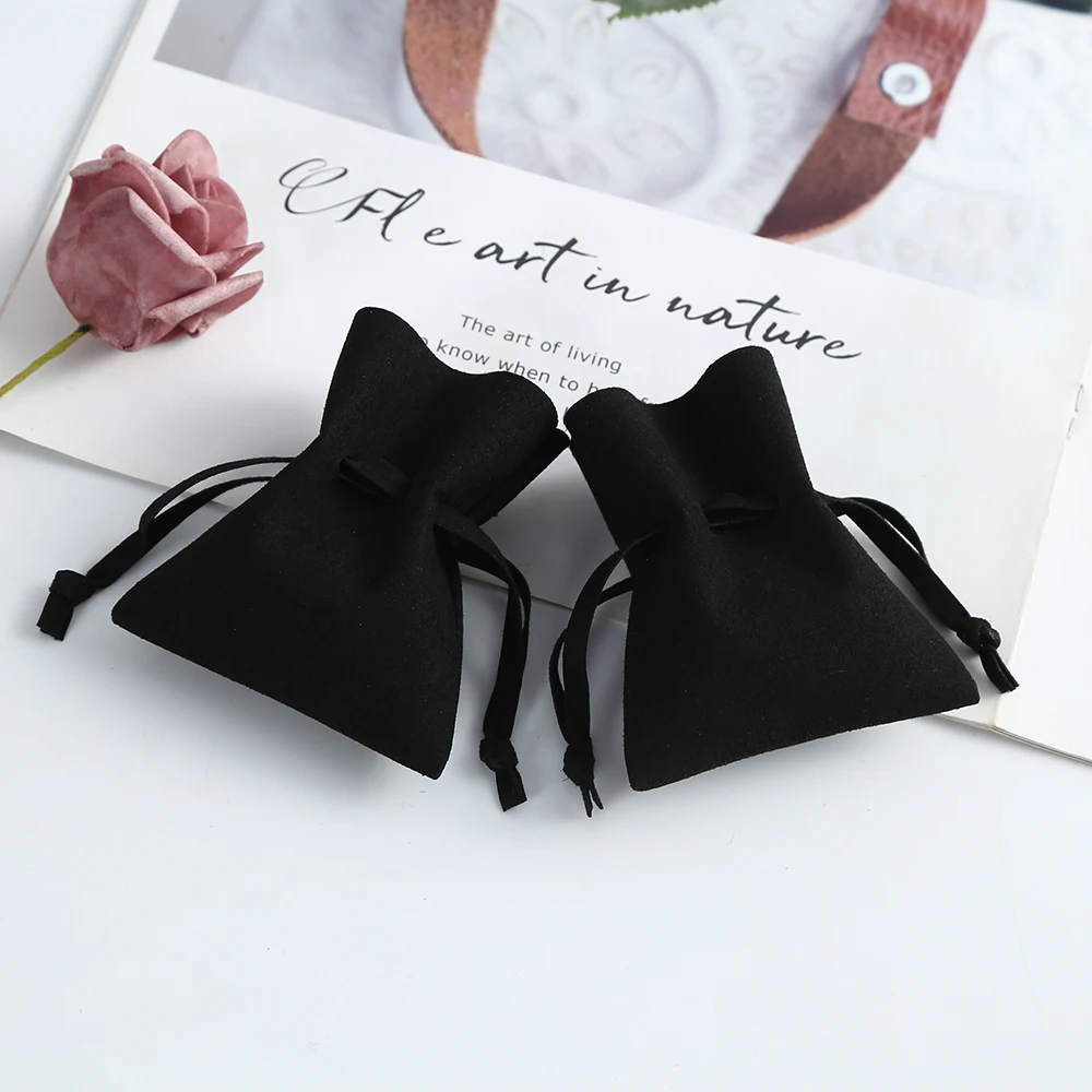 Black Mircrofiber Fungus Style 100 Personalized Packaging Custom Logo Bag Chic Jewelry Pouches Gift Party Wedding 50pcs dark pink bulk personalized jewelry packaging pouch custom logo envelope bag chic small envelope pouch mircrofiber jewelry