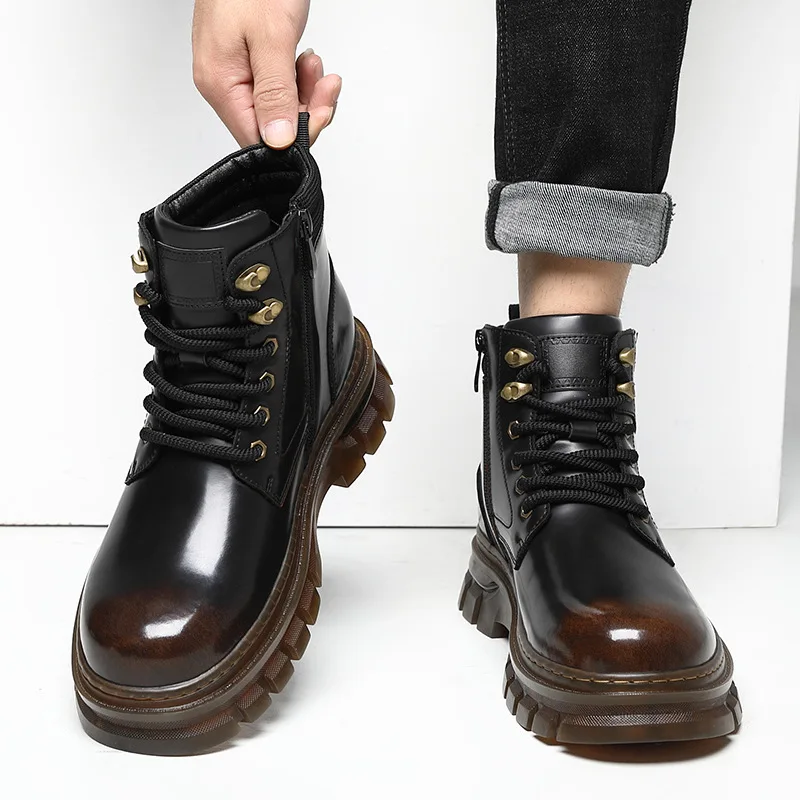 Britische Retro Leder Plattform für Mode Casual Arbeit Schuhe Männlich Herbst Winter Neue Designer Stiefeletten Männer_voghion.com