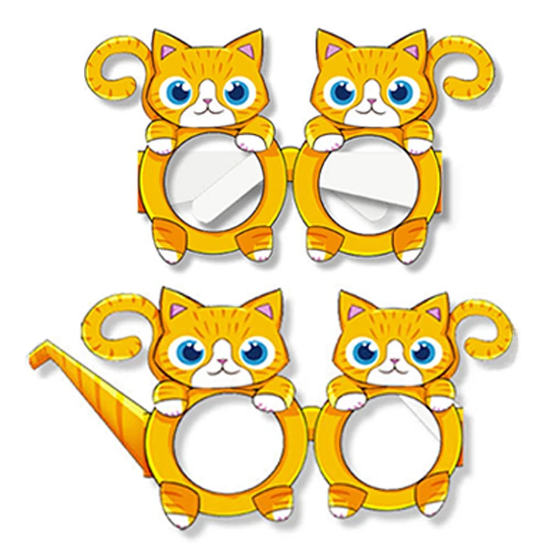 9Pcs Animal Party Paper Glasses Birthday Party Decoration Cattle Sheep Pig Cartoon Supplies Baby Shower Photos Props
