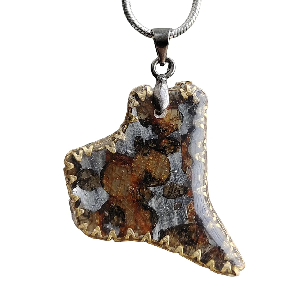 

Brenham Meteorite Pendant Olivine Meteorite Specimen Natural meteorite Jewelry Material pendant for men and women - CB242