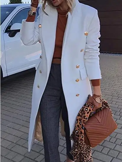 

2023 New autumn and winter long woolen women's coat with multi button woolen jacket