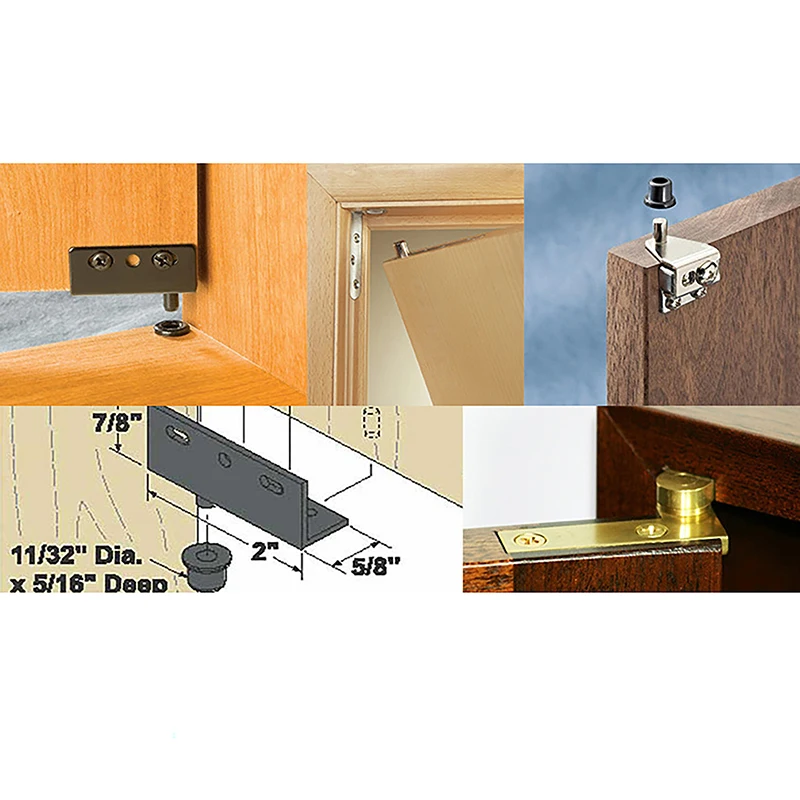 Lot de 4 charnières pivotantes en fer avec arbre dissimulé, charnières