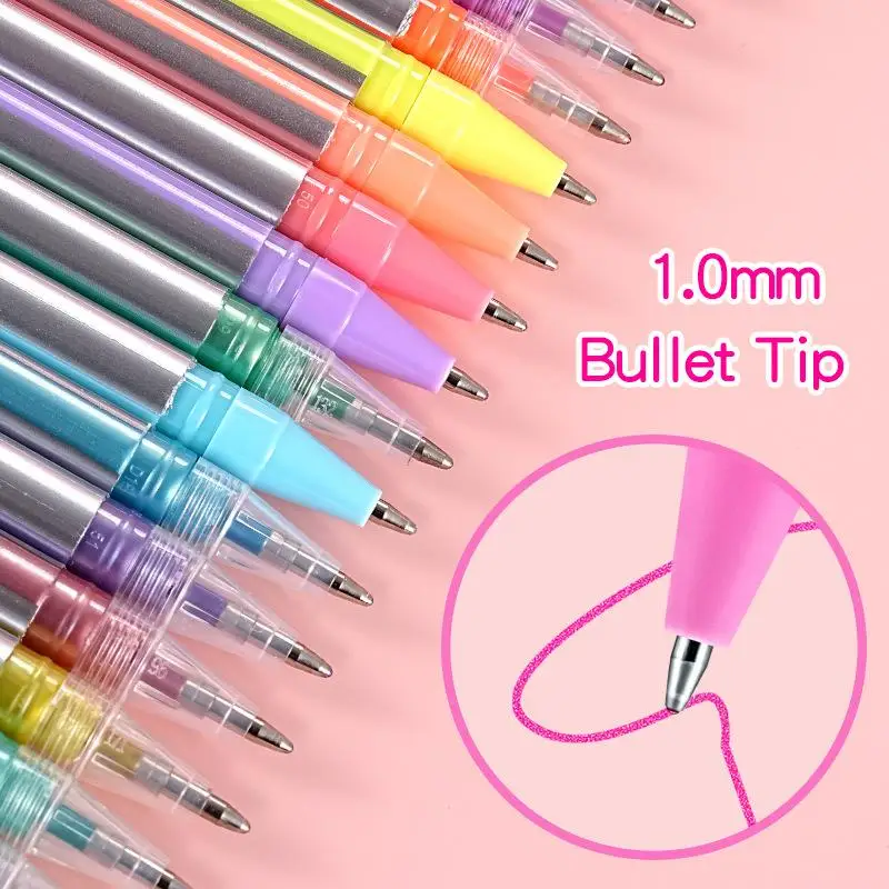 1 세트 학생 형광펜 젤 펜 6/12/18 색상 대용량 글리터 젤 펜 저널링 어린이 낙서 선물용