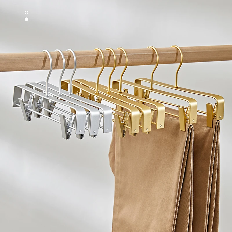 Description Picture 2 of item5pcs Trouser Hanger Pants Socks Women Skirt Display Storage Rack Household Drying Hanger with Movable Anti-slip Clothespin