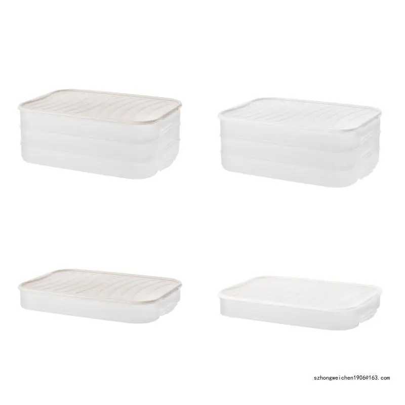 

28GF 1/3 Layers Dumplings Box Stackable Plastic Storage Tray with Lid Sealed Airtight Preservation Container Fridge