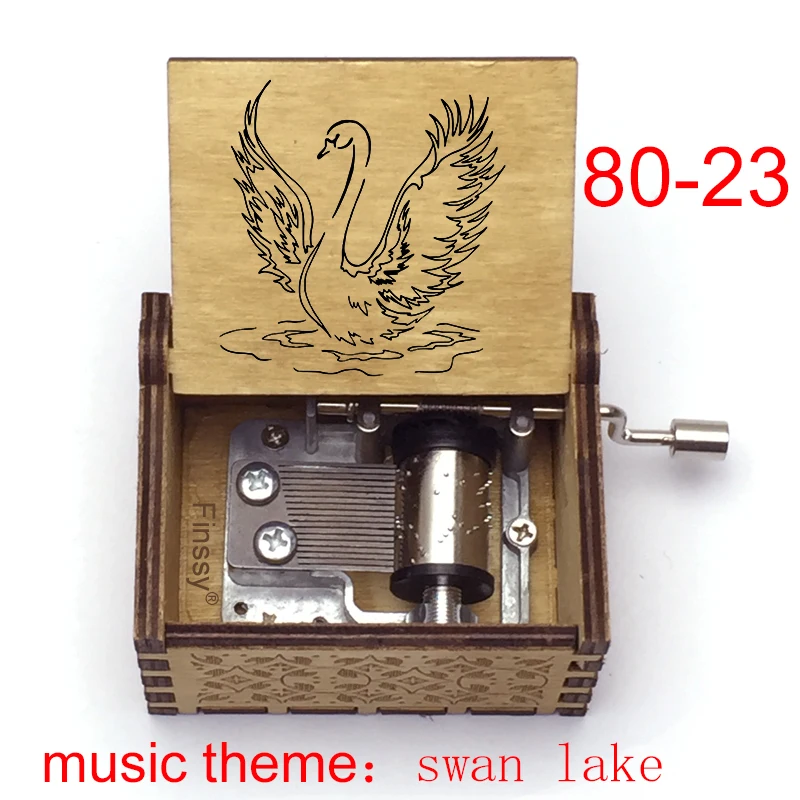 Antique Swan Lake Music Box 18 Note Ballet Dancer Color Print Wood Kids Toy Home Office Decor Birthday Christmas New Year's Gift 2