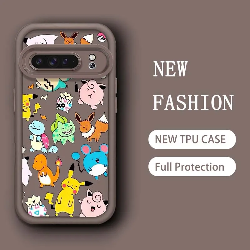 P-Pokemones P-Pikachus Anime Eye Ladder Shockproof Soft TPU Phone Case