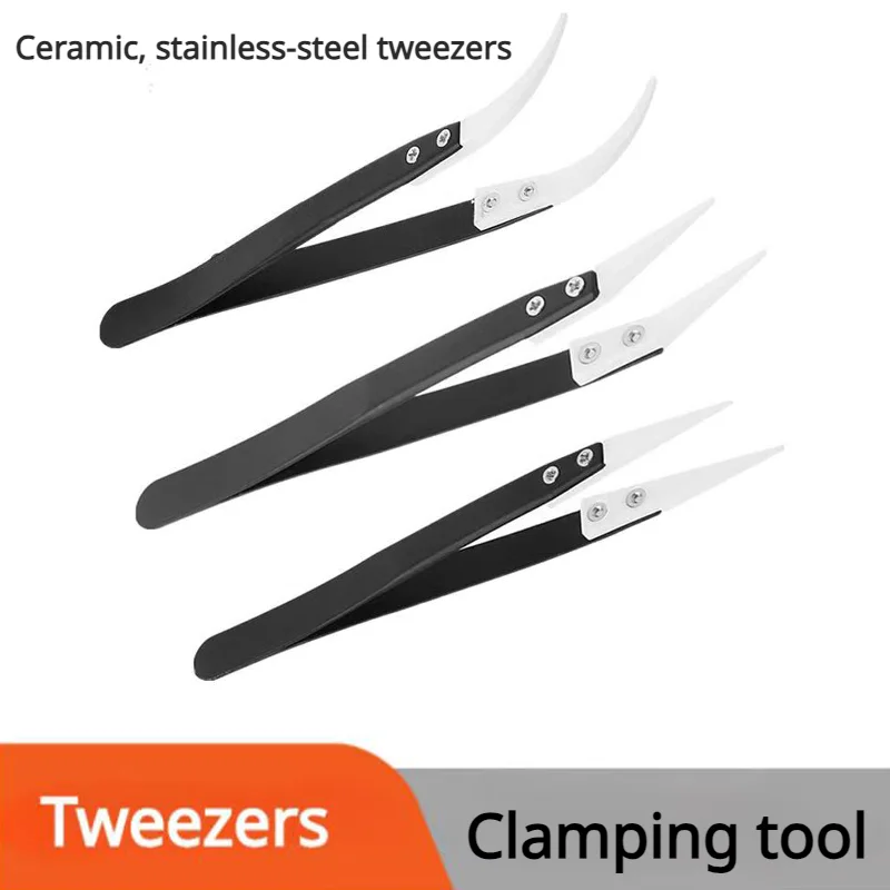

Черная ручка керамический устойчивый к высоким температурам Антистатический пинцет устойчивый нержавеющая сталь инструмент для зажима изоляции