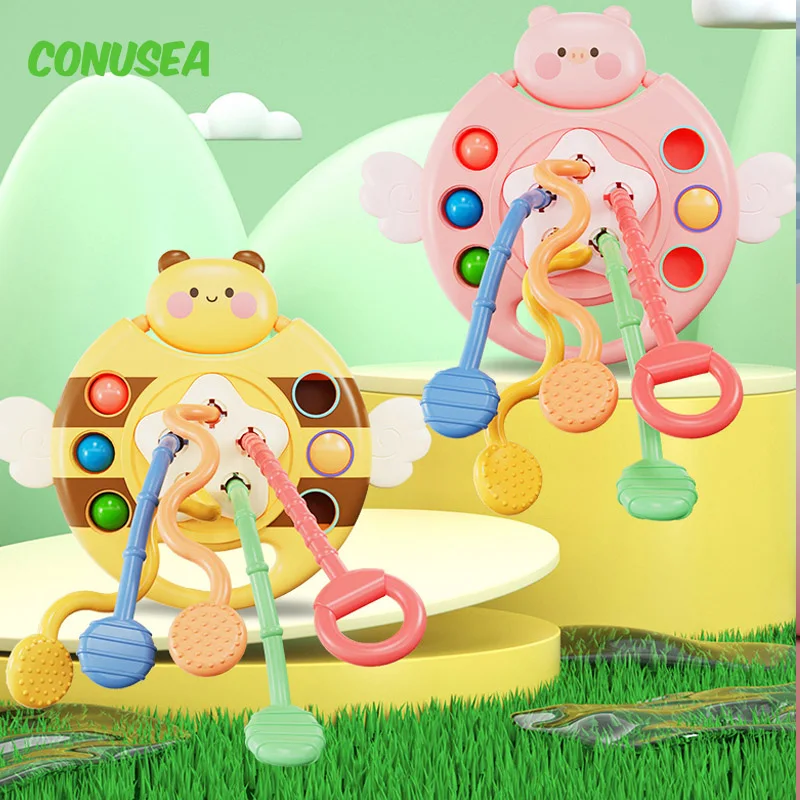

Infant Sensory Development Finger Grasp Training Baby Toys 12 Months Simple Bubble Pull String Early Learning Montessori Toy