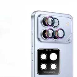 Turbo Metal Ring Glass Camera Protector with Aluminium Alloy Tempered Glass Positioning Lens Film for Honor Win Turbo (Silver)