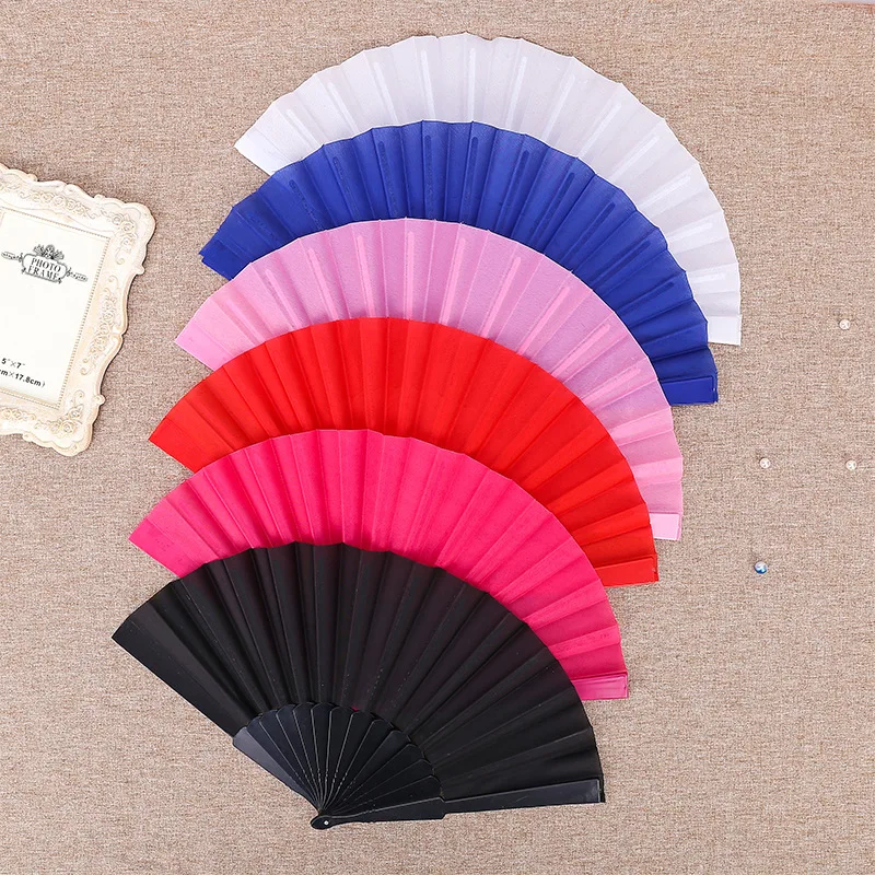 Plastic Folding Fan Chinese Style Retro Hand Held Fan Floral Dance Performances Custom Wedding Gift for Guest