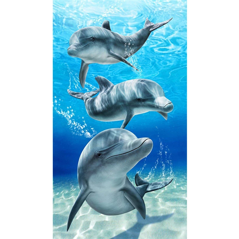 Animais oceânicos Toalhas de banho de algodão 3D Dolphin Shark Turtle Whale Toalha de praia Microfibra Home Textile Face Hair Hand Towel