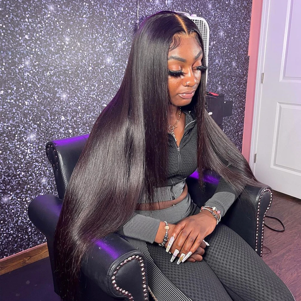 

30 38 Inch Straight Lace Front Wig Brazilian 13x4 Lace Frontal pre plucked Bob Wigs For Black Women Human Hair 180 Density