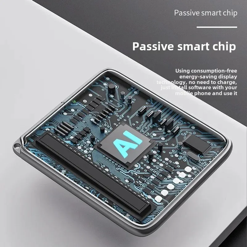 NFC Electronic Ink Screen Keychain Wireless Transmission Curved Metal Frame 1.54-inch Passive Three-color Display Screen Image