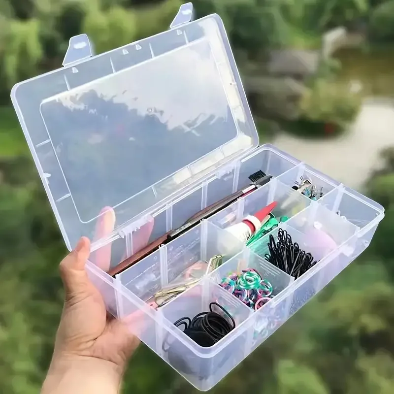15 Grid Transparent Office Storage Box with Adjustable Dividers Plastic Storage Container for Art Painting 1 Piece