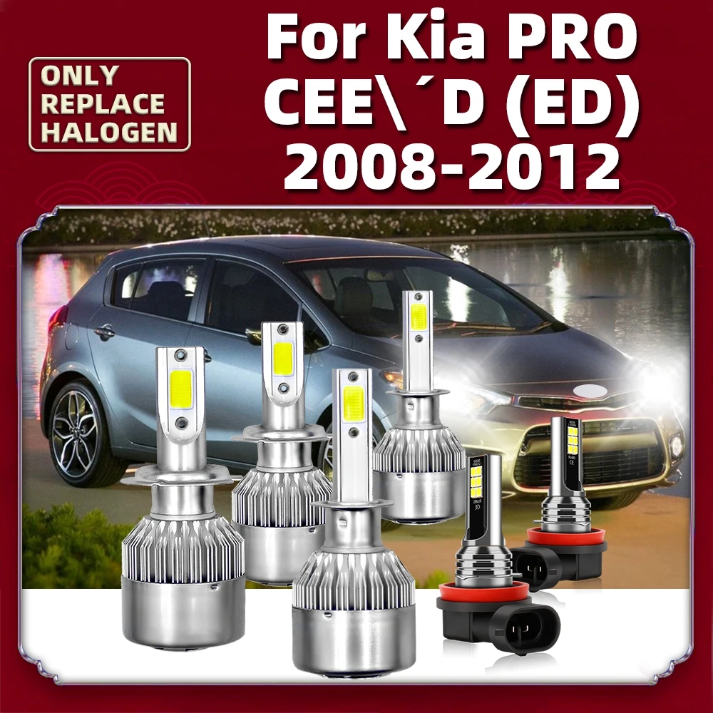 

6PCS Car LED Lamp Headlight Bulbs + 12V Fog Luces Combo Conversion Kit Replace For Kia Pro Ceed (ED) 2012 2011 2010 2009 2008