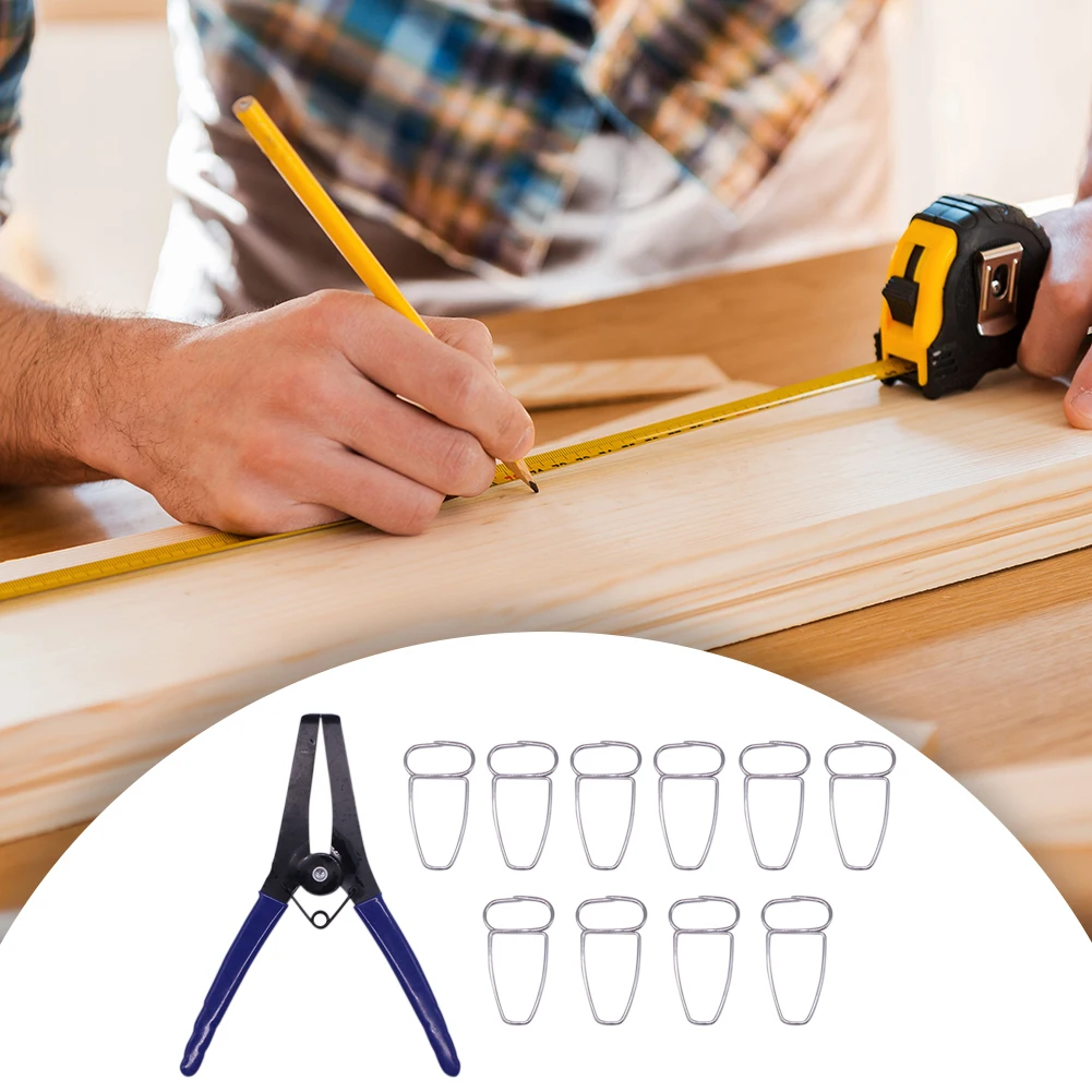 11pcs Miter Pliers Clips Installation Steel Spring Plierswith Miter Clamp Multifunctional Spring Clips Kits Woodworking Supplies