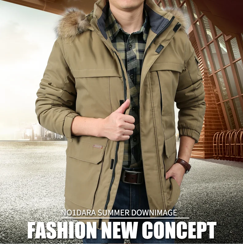 Description Picture 3 of itemMen's Winter Parkas Fleece Warm Windproof Solid Color Outdoor Jacket Coats Hooded Windbreaker Military Thick Warm Outerwear