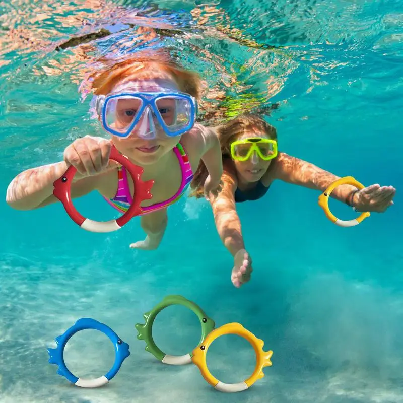 Pool Rings For Kids Diving Colorful Training Pool Fish Shaped Diving Rings 4 Pieces Colorful Toys Easy To Find And