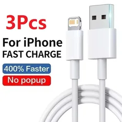 Premium 3 - Pack Fast Charging USB Cables - 1m (Tpu Ip Cable 3Pcs)