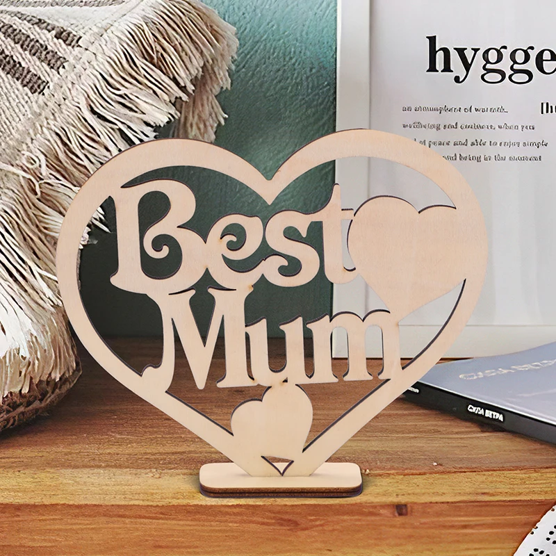 1 best mon Mother's Day gift decorative letter card wooden decoration, suitable for placing living room, bedroom, Mother's Day d