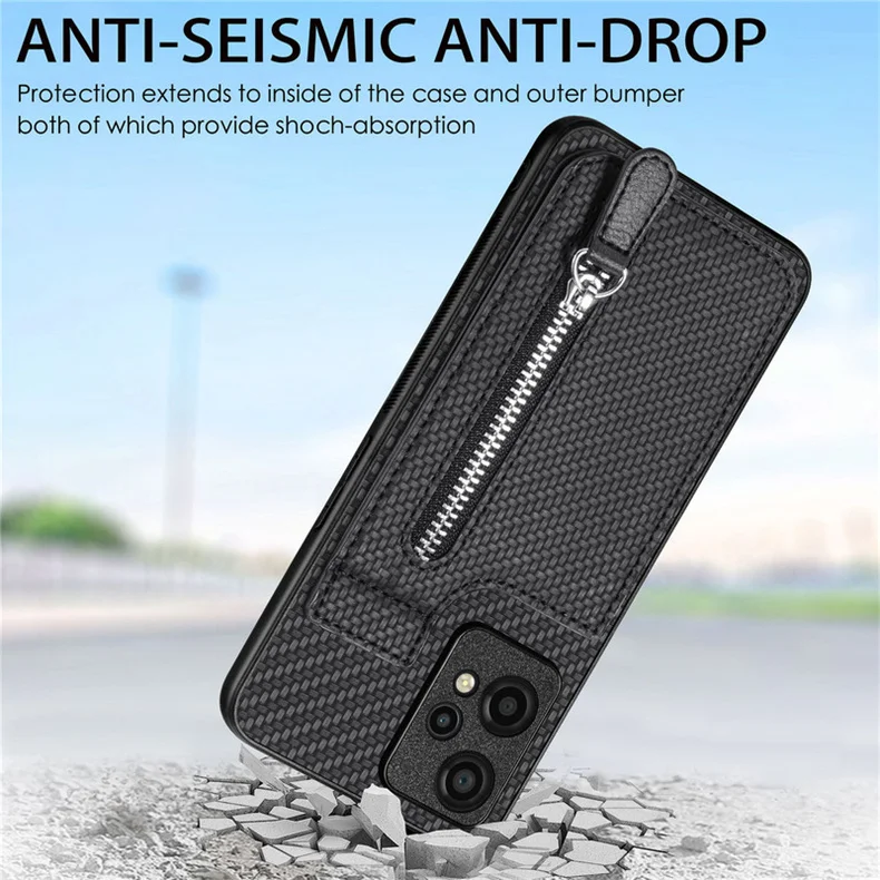 For Xiaomi Redmi Note 13 Pro Plus 5G Zipper Leather Ring Card Holder Wallet  Funda Redmi Note 12S 12 Turbo 12R Pro 12C 13C Cover