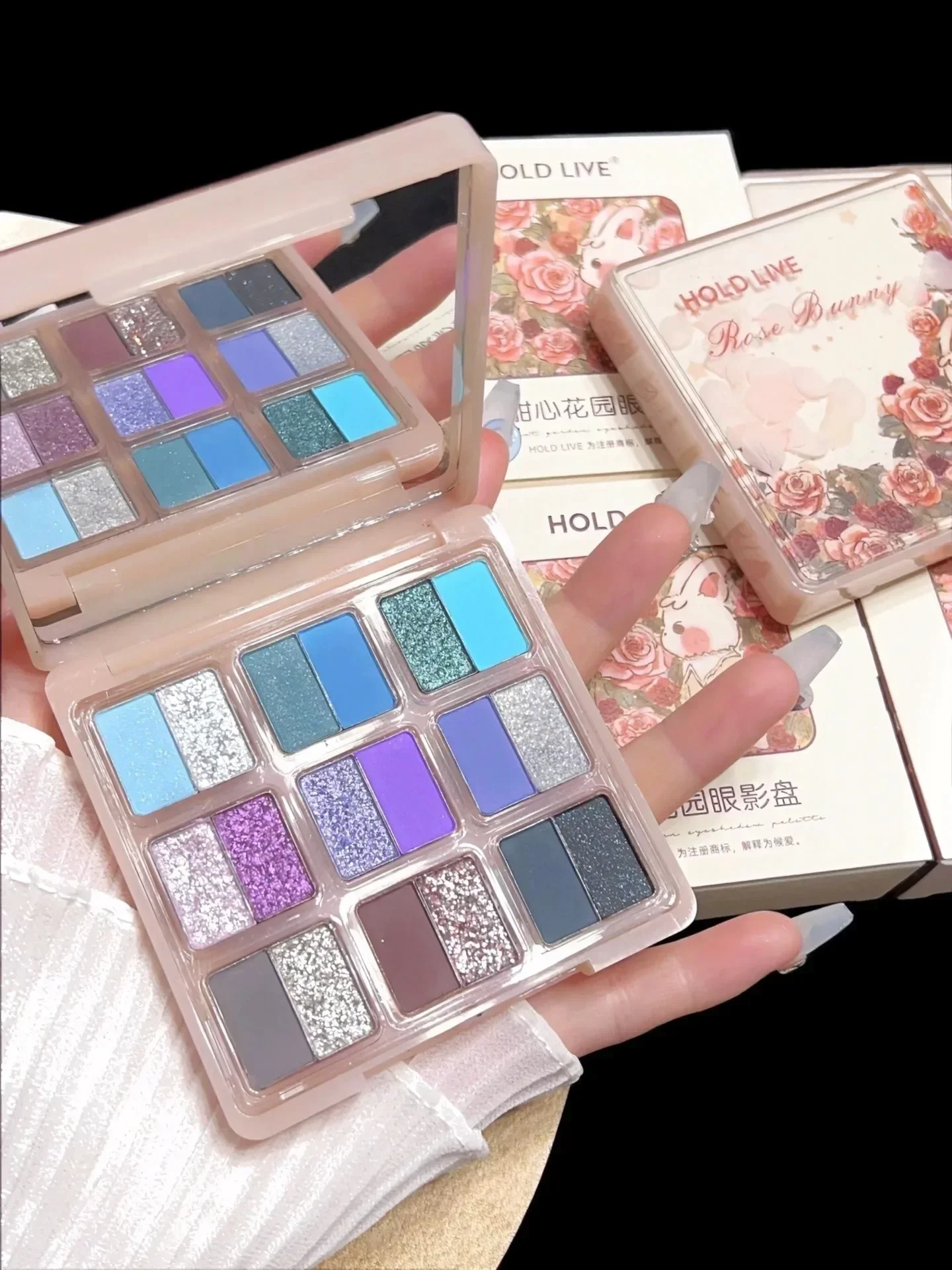 HOLD LIVE Rose Bunny Sweetheart Garden Eyeshadow Palette 18-Colors Pearlescent Matte Eye Shadow Rare Beauty Original Makeup