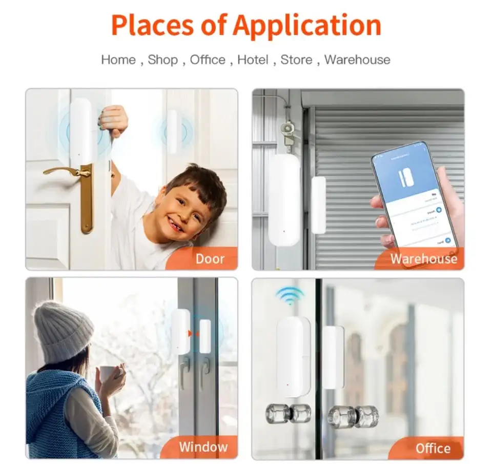 Tuya WiFi ZigBee Smart Door Window Sensor Detector Home Security Protection Alarm System Smart Life Via Alice Alexa Google Home for Door Window Sensor