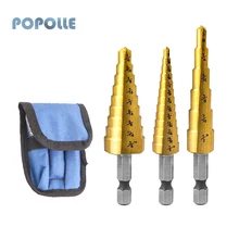 

3PC HSS Step Drill Bit Metric/imperial Titanium Plated Core Drill Bit Metal Aluminum Plate Thin Iron Reaming Electric Drill Tool