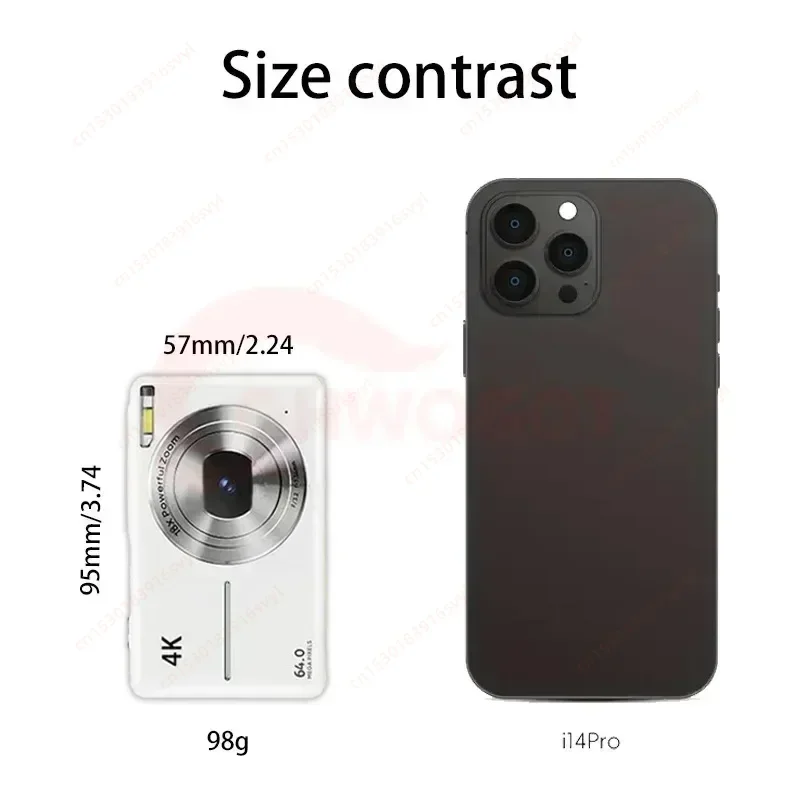 4K HD 64M Pixels Mini Digital Camera with 2.4 Inch Screen Student Digital Cam Auto Focus 18x Zoom Photography Outdoor Travel 6