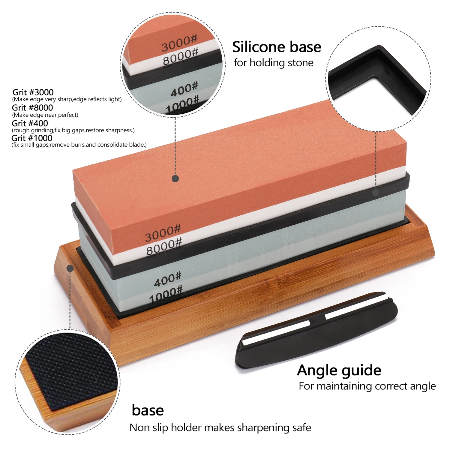 Sharpening Stone Knife Sharpener Grit400-8000# Whetstone Professional Grindstone Set Wood Base Angle Guide Polishing Set knife sharpener knife sharpening stone diamond sharpening stone