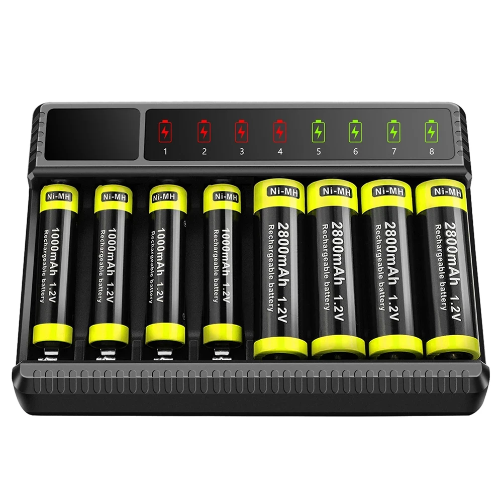 Intelligent Smart Battery Charger Led Display For 1.5v Aa/aaa Nimh Rechargeable Batteries 8