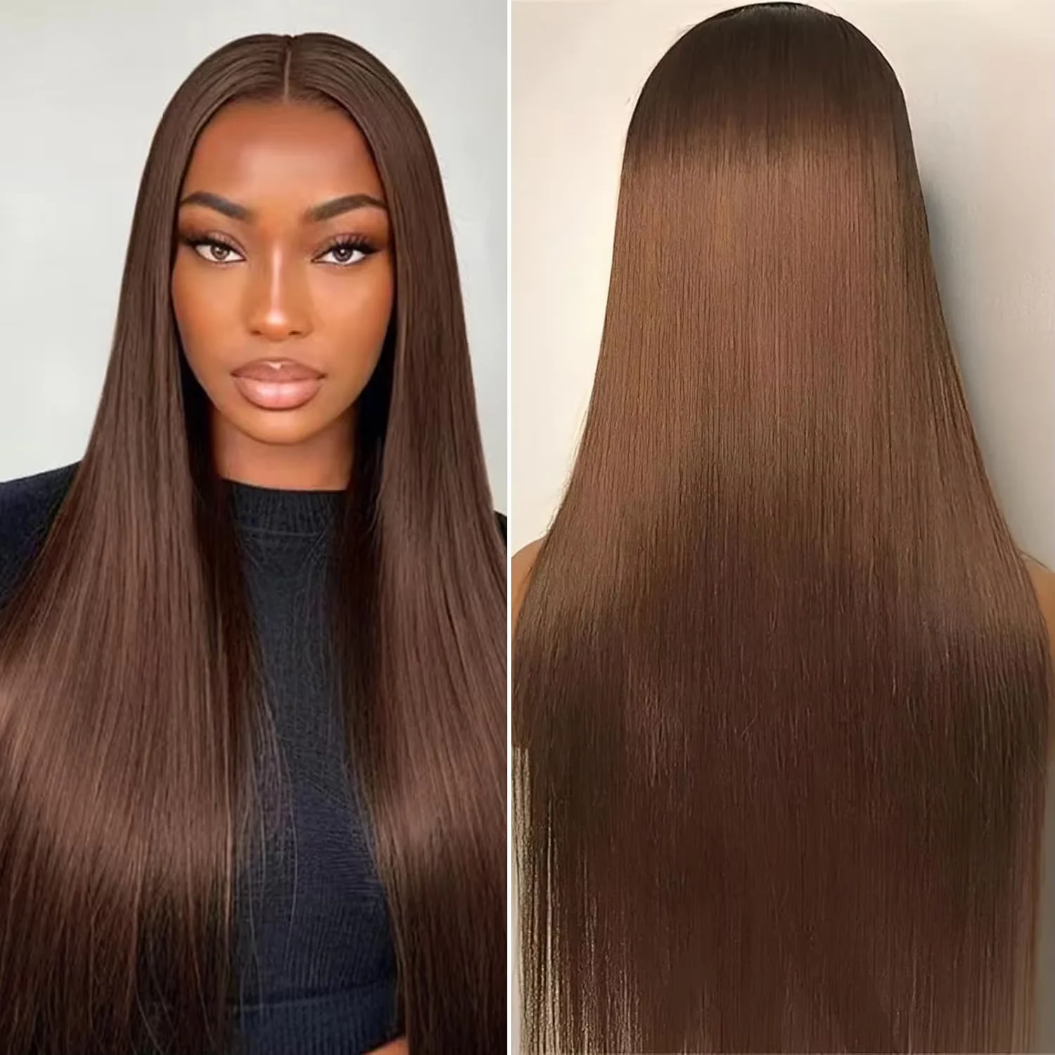 Chocolate Brown Straight 13X4 Lace Front Wig 180Density