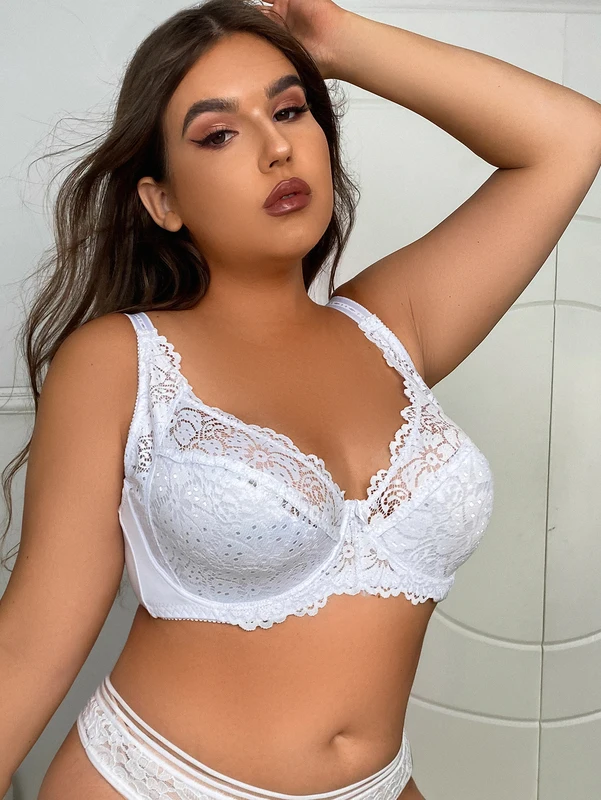 Plus Size Women Bra Sexy Lace Underwear Brassiere Thin E Cup Underwire Bra