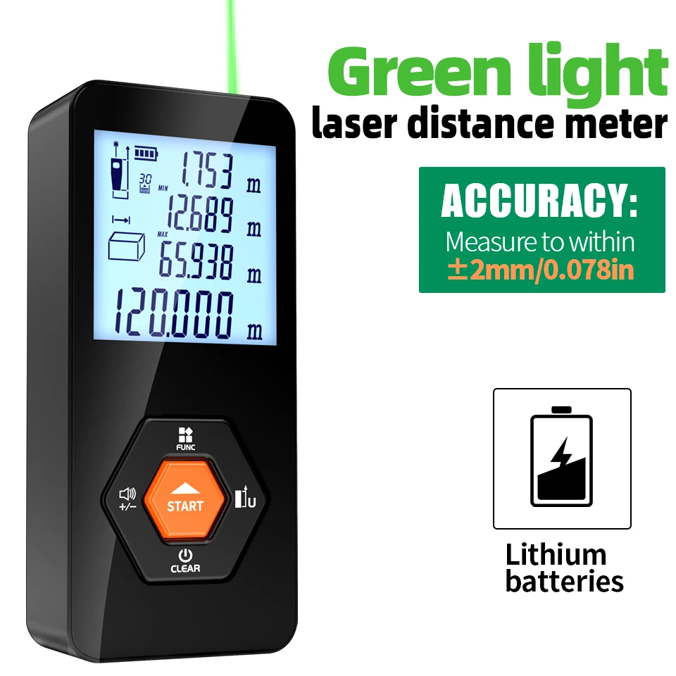 Green Light Digital Laser Rangefinder 50M70M100M120M Green Beam Laser Distance Meter Trena Tape Measure Roulette